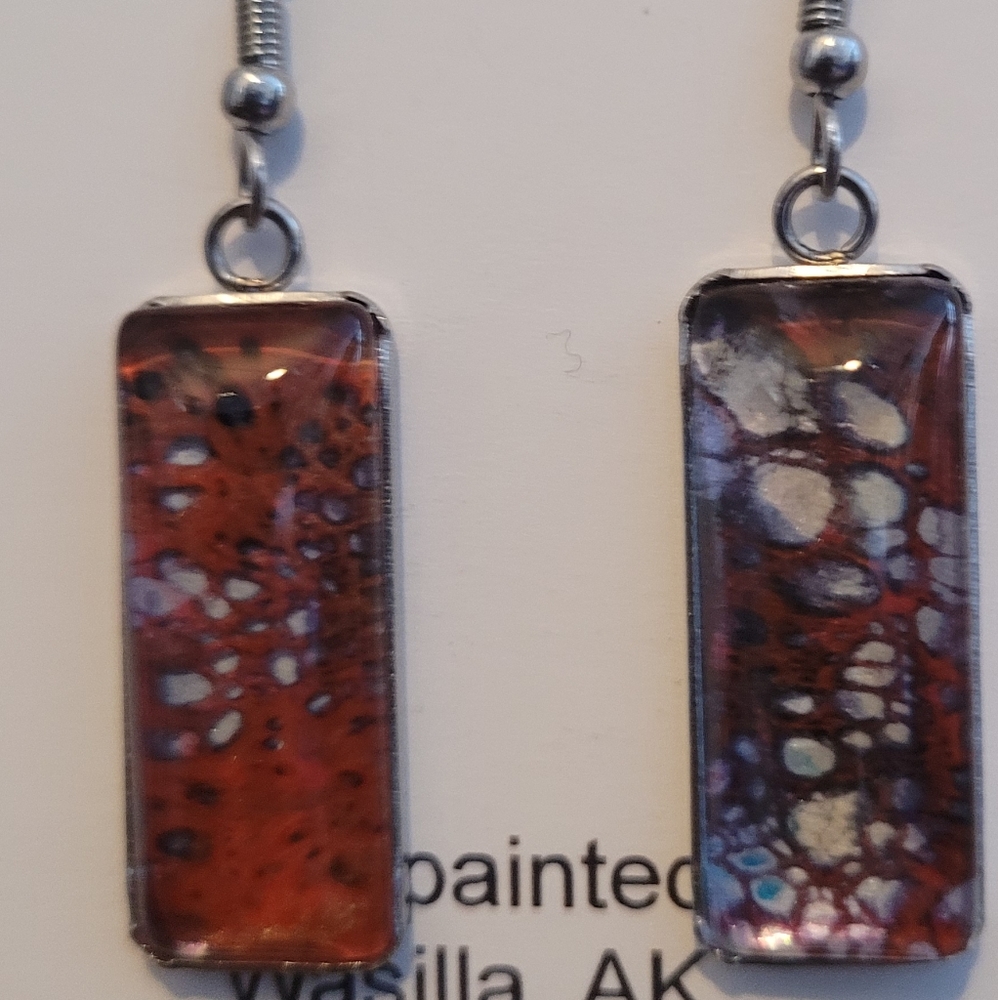 Handpainted glass earrings